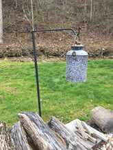 The durable three-piece stake design allows you to take your campfire pot dangler anywhere for your cookouts. Simply hang or dangle your coffee pot or Dutch oven to heat quickly and easily. The iron is hand-forged and textured with a black matte high-temp