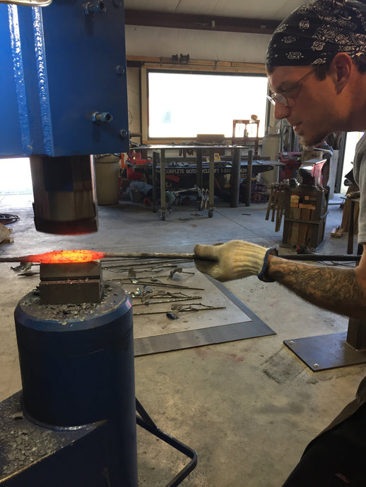 Blue Bottle Tree - Blacksmith Metal Art by Ryan Schmidt - Mitty's Metal Art