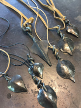Shop Now! www.mittysmetalart.com - Metal Leaf Necklace, Blacksmith Hand-Forged Leaf, Adjustable Cord Necklace 