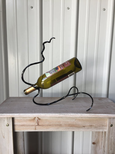 SHOP NOW - www.mittysmetalart.com - Metal Wine Bottle Holder, Blacksmith, 6th Anniversary Gift of Iron