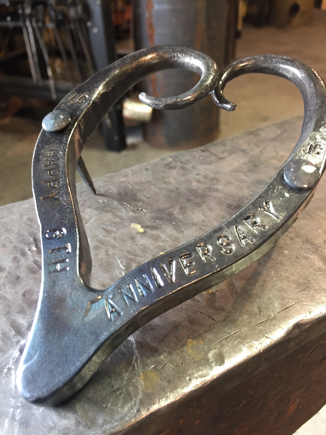 Personalized Hand-stamped Metal Heart - Ryan Schmidt, Mitty's Metal Art - www.mittysmetalart.com