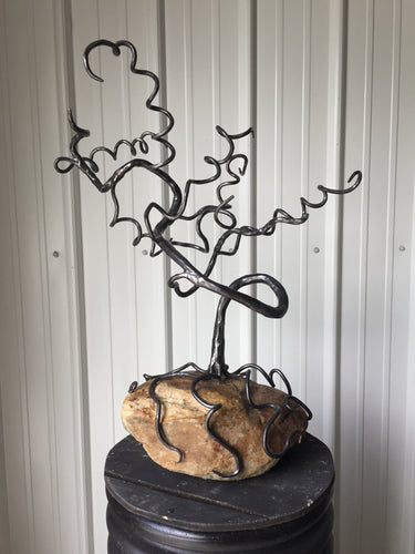 Buy Now - www.mittysmetalart.com - Blacksmith Metal Bonsai Tree, Sculpture, Jewelry Display, Iron Gift