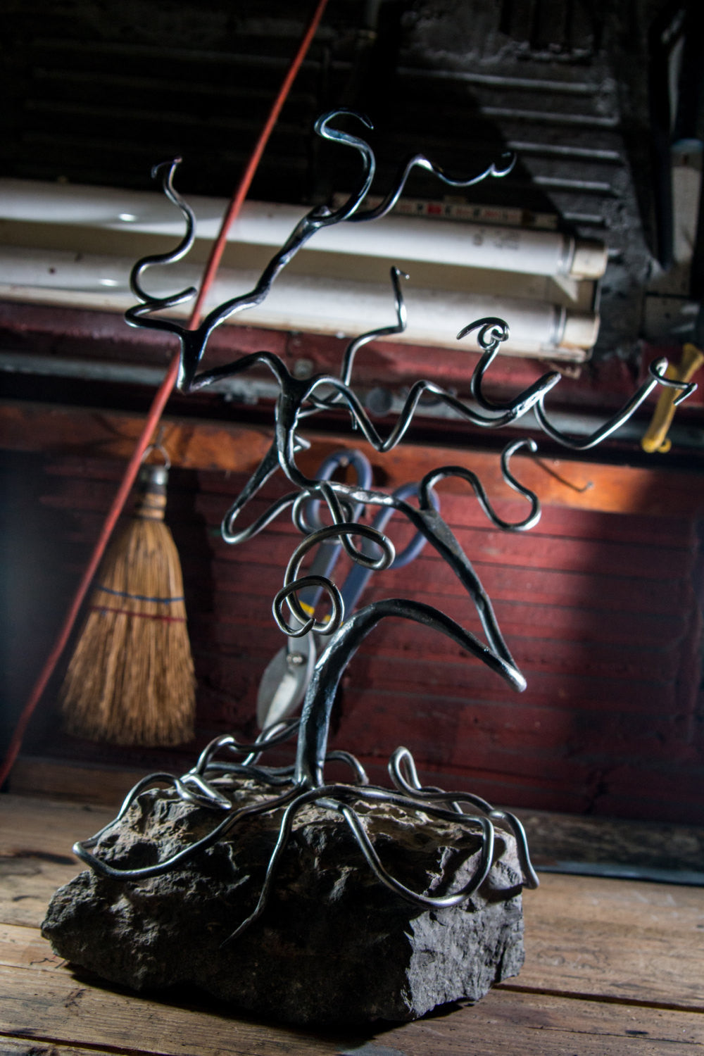 metal bonsai tree for sale Bonsai Tree Metal Sculpture with Rock Base, Blacksmith Metal Art by Ryan Schmidt – Mitty's Metal Art