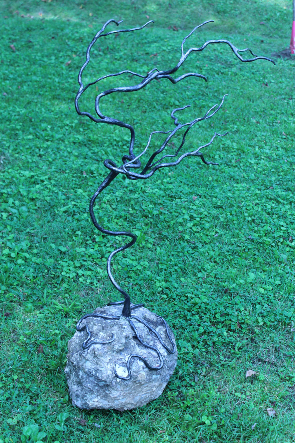 Bonsai Metal Tree Sculpture with Rock Base, Blacksmith Metal Art by ...